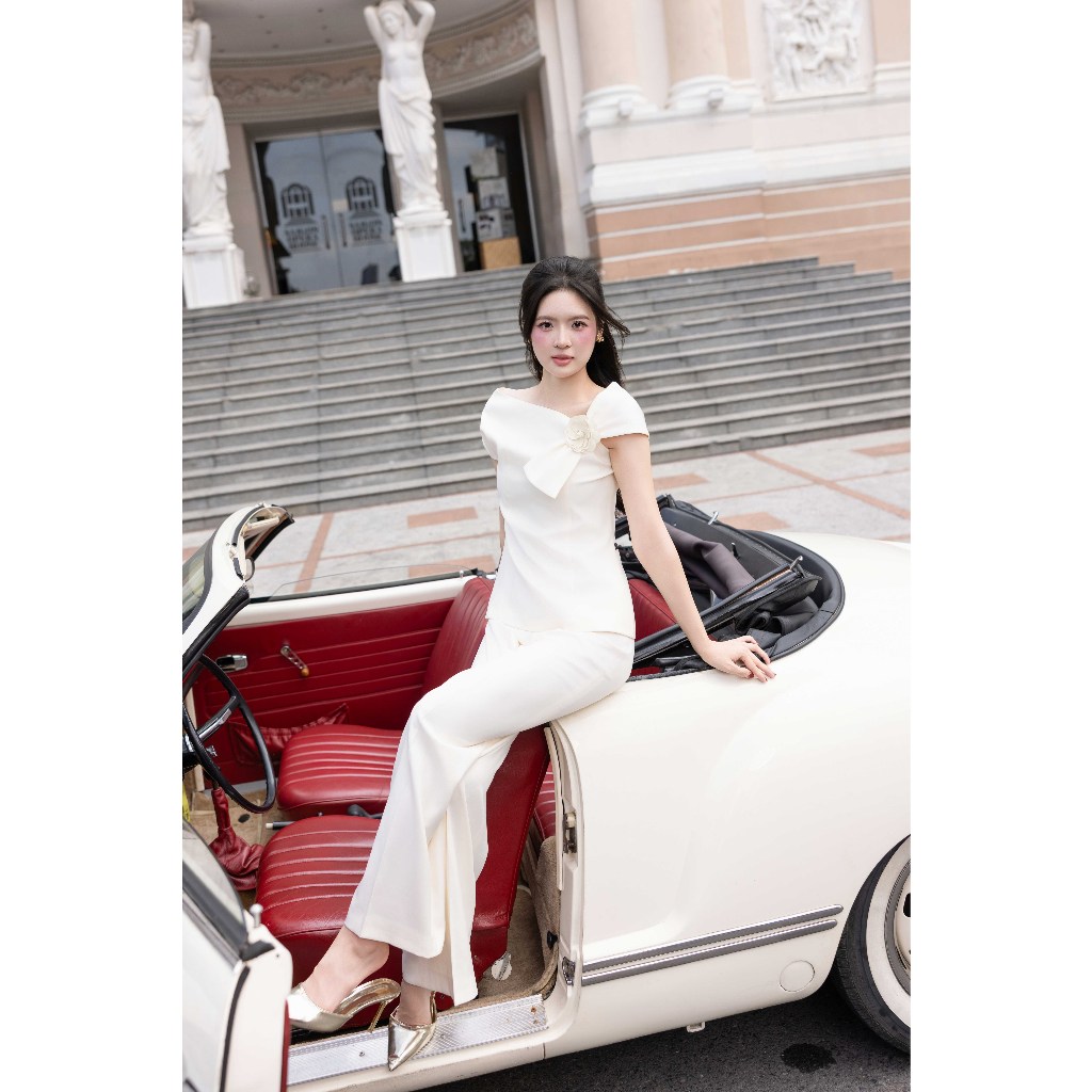 Quần Ống Suông Thêu Túi Cơi 3P02.2601, Quần Công Sở Dáng Đứng Detail Túi Trước Thanh Lịch, Quiet Luxury Thiết kế Bởi JM