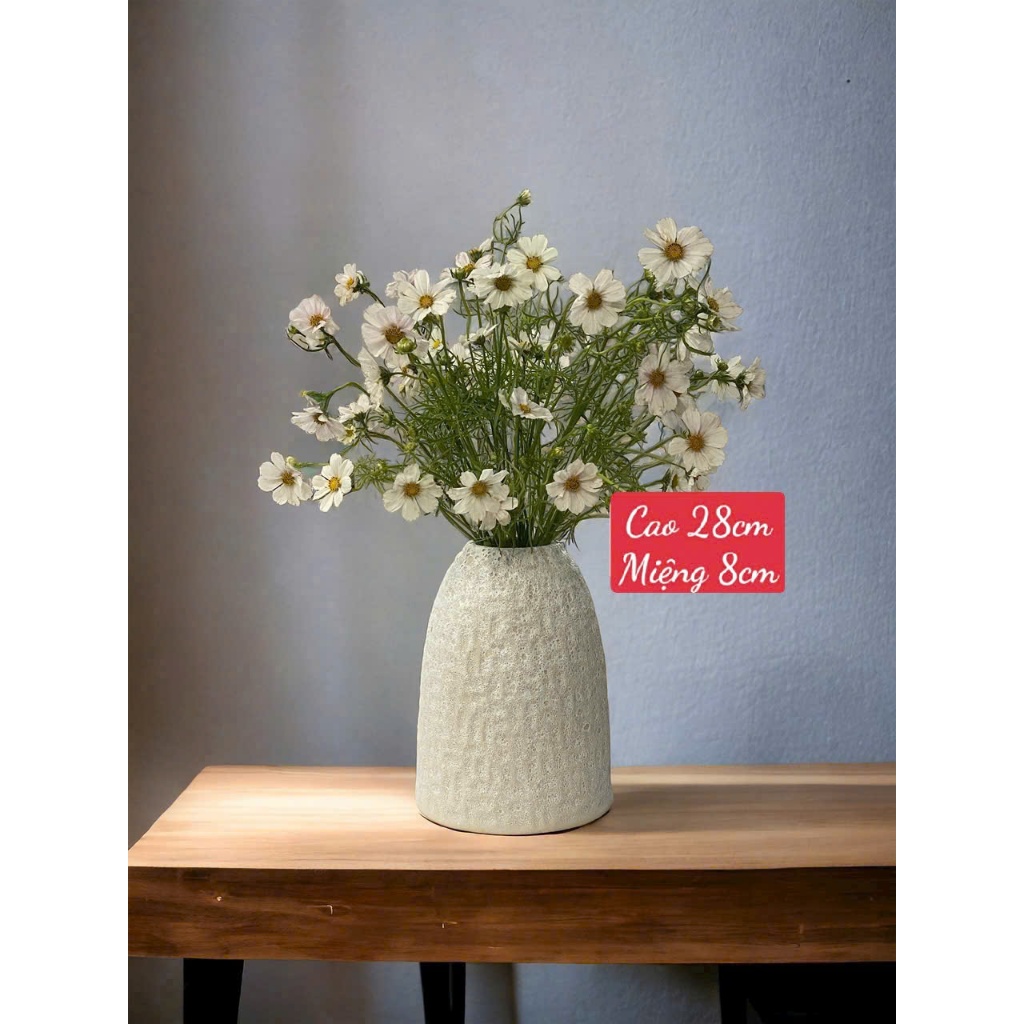 Bình gốm Bát Tràng dáng chuông củ lạc cắm hoa, cành quả decor nhà cửa, sự kiện