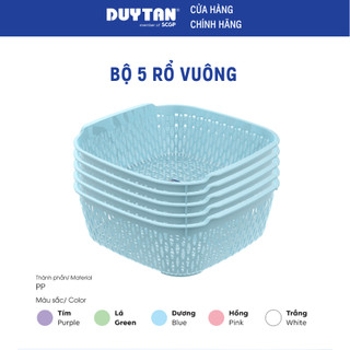 Combo 5 Rổ Vuông Duy Tân, Nhựa PP, Rổ Ráo Rau Nhà Bếp, Thoát Nước Nhanh