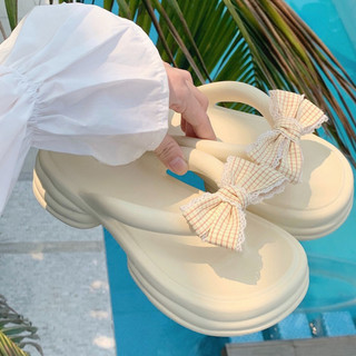Dép kẹp nữ, Dép đi biển XIXITIAO [mẫu 2025] Mita đế cao 5cm phối nơ dễ thương DK-06