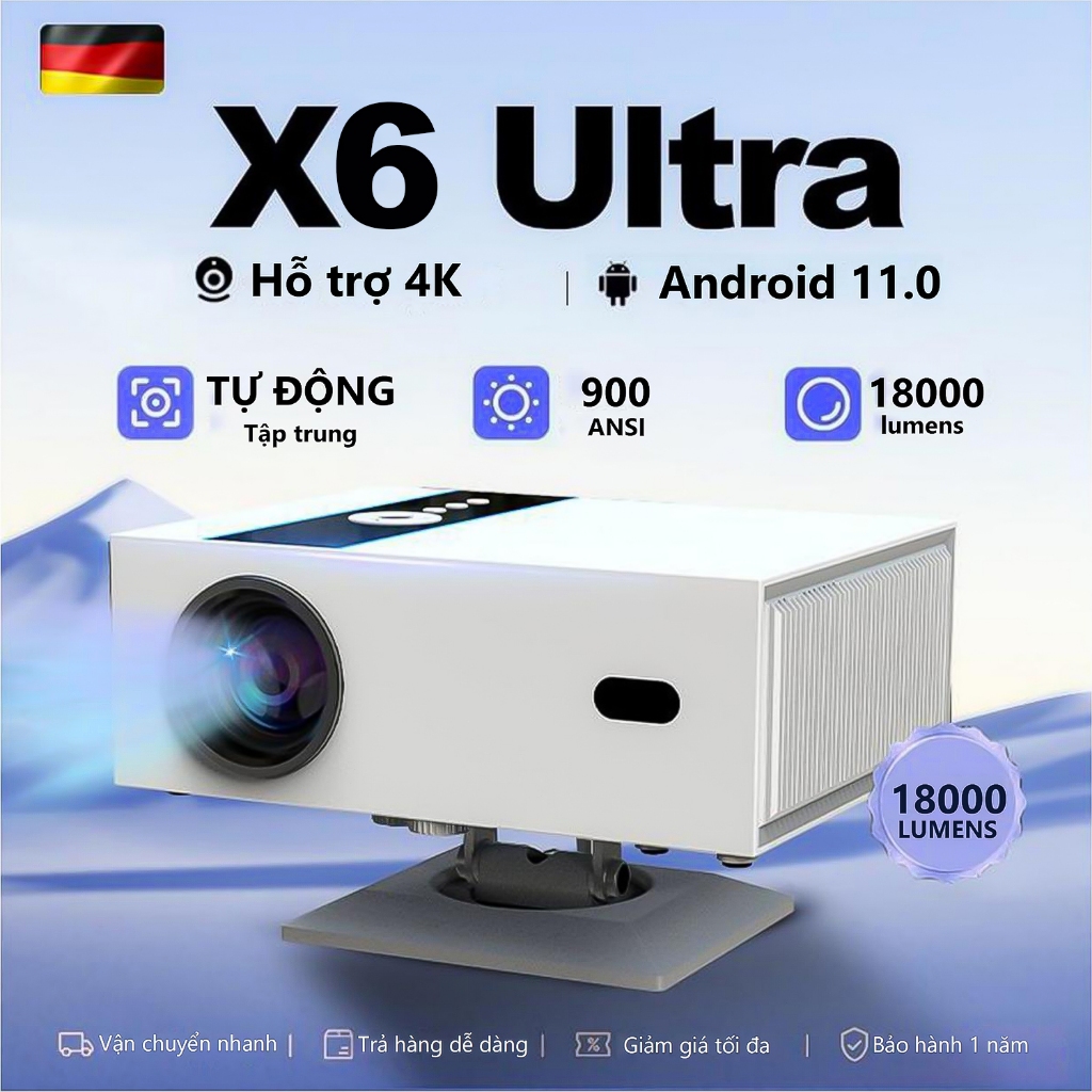 Máy chiếu đa năng Fintex X6 4K: 18000 lumen, auto focus, keystone, kết ...