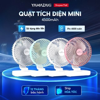 Quạt Mini Tích Điện Để Bàn YAMAZAKi 4500mAh Sử Dụng 12 Tiếng, Túp Năng Quay Tự Động Giảm Tiếng Ồn