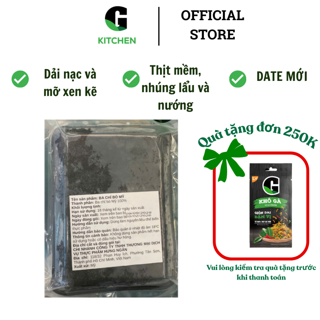 Ba chỉ bò Mỹ cuộn HN Gkitchen 300g