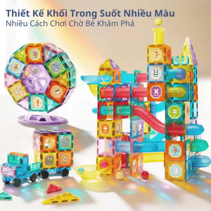 Bộ Đồ Chơi Lắp Ghép Nam Châm GutyKids 73 Chi Tiết Đồ Chơi Xếp Hình Có Cầu Trượt Thả Bóng, Lắp Ráp Đường Ray
