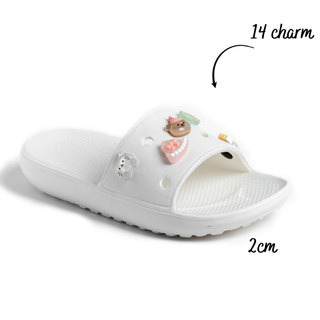 Dép quai ngang đế thấp 2cm Xixitiao kèm 14 charm Pizza chống trượt, dép đi trong nhà Mita CS-111