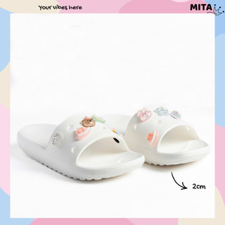 Dép quai ngang đế thấp 2cm Xixitiao kèm 14 charm Pizza chống trượt, dép đi trong nhà Mita CS-111