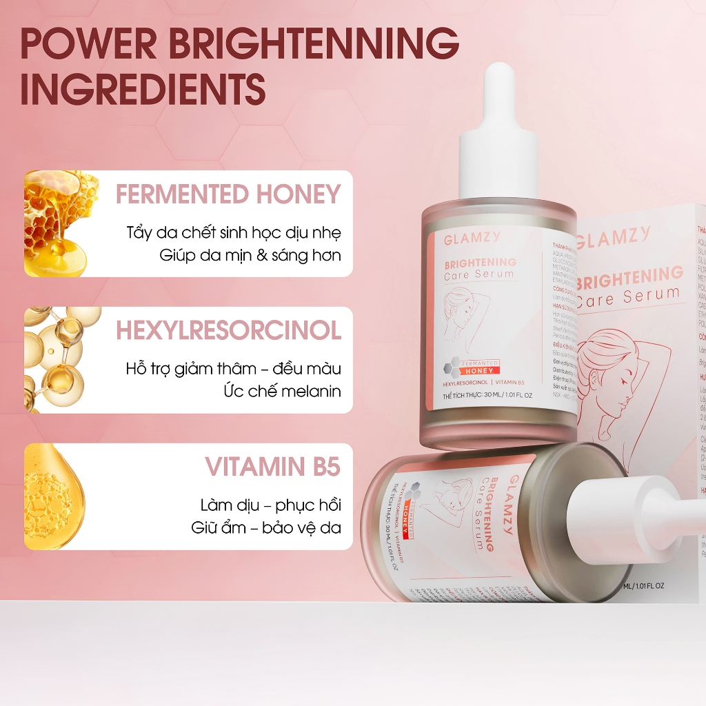 Combo chăm sóc & làm sáng vùng nách Glamzy | Peel tẩy tế bào chết + Serum dưỡng sáng