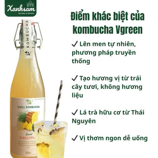 [HỎA TỐC] VKombucha Chill Trà Bất Tử Vgreen 250ml/ 500ml - Xanhsam Natural & Organic