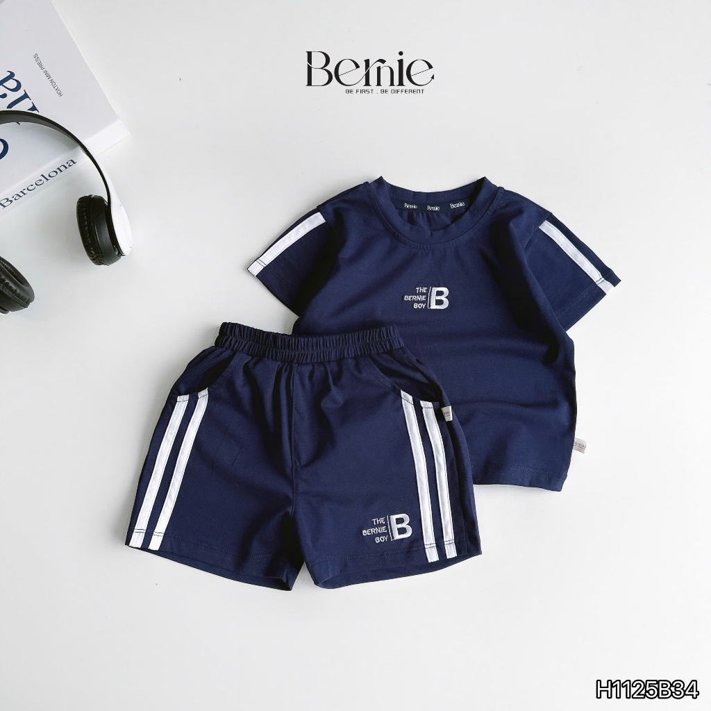 (Hãng Bernie)Bộ quần áo thể thao thêu chữ THE BERNIE BOY,chất cotton mềm mại thoáng mát ,phong cách thể thao năng động