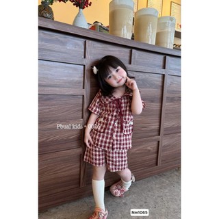Bộ Cộc Bé Gái Caro Chất Đũi Mềm Mịn  Xinh Xắn Cho Bé Gái Size 9-38kg