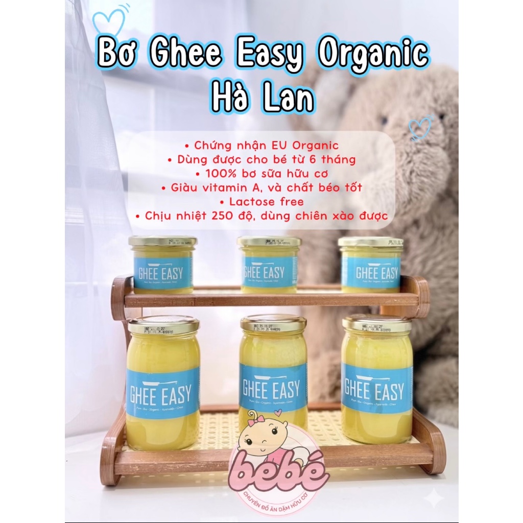 Bơ Ghee hữu cơ cho bé ăn dặm Ghee Easy, Ener Bio, DmBio nội địa Đức béo thơm dễ ăn