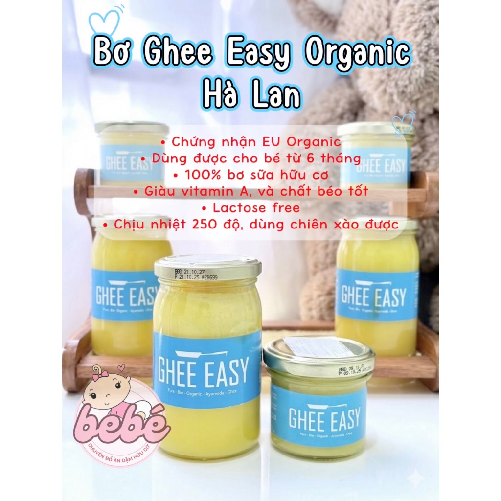 Bơ Ghee hữu cơ cho bé ăn dặm Ghee Easy, Ener Bio, DmBio nội địa Đức béo thơm dễ ăn