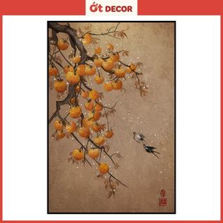Tranh Dán Tường Quả Hồng Tài Lộc - Decal Trang Trí  Phòng Khách Sang Trọng, May Mắn - Ớt Decor
