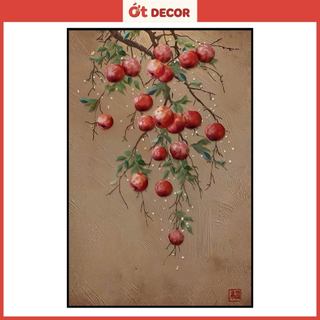 Tranh Dán Tường Quả Hồng Tài Lộc - Decal Trang Trí  Phòng Khách Sang Trọng, May Mắn - Ớt Decor