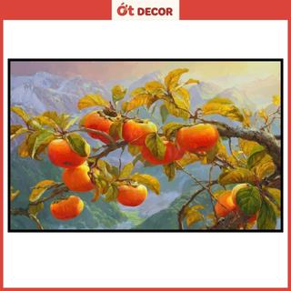 Tranh Dán Tường Quả Hồng Tài Lộc - Decal Trang Trí  Phòng Khách Sang Trọng, May Mắn - Ớt Decor
