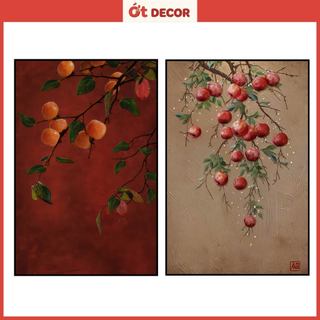 Tranh Dán Tường Quả Hồng Tài Lộc - Decal Trang Trí  Phòng Khách Sang Trọng, May Mắn - Ớt Decor