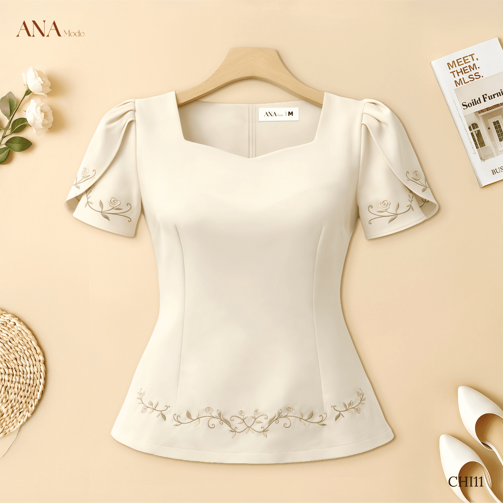 Áo Kiểu Sang Trọng Trung Niên ANA Mode Chất Liệu Cotton Lạnh Quý Phái Đi Tiệc Quà Tặng Mẹ AK25CHI11