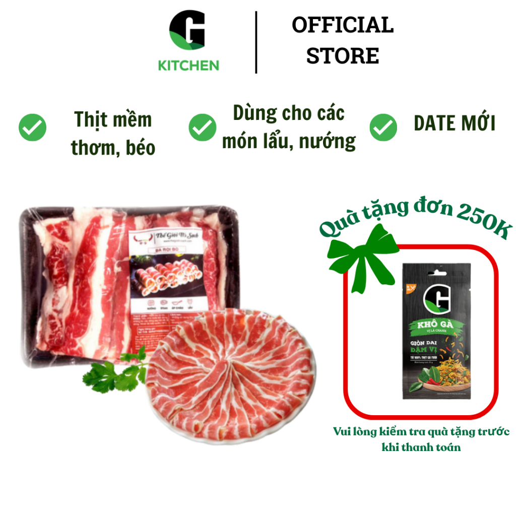 Ba chỉ thái lát bò Úc Hotfood ĐL G Kitchen khay 300g