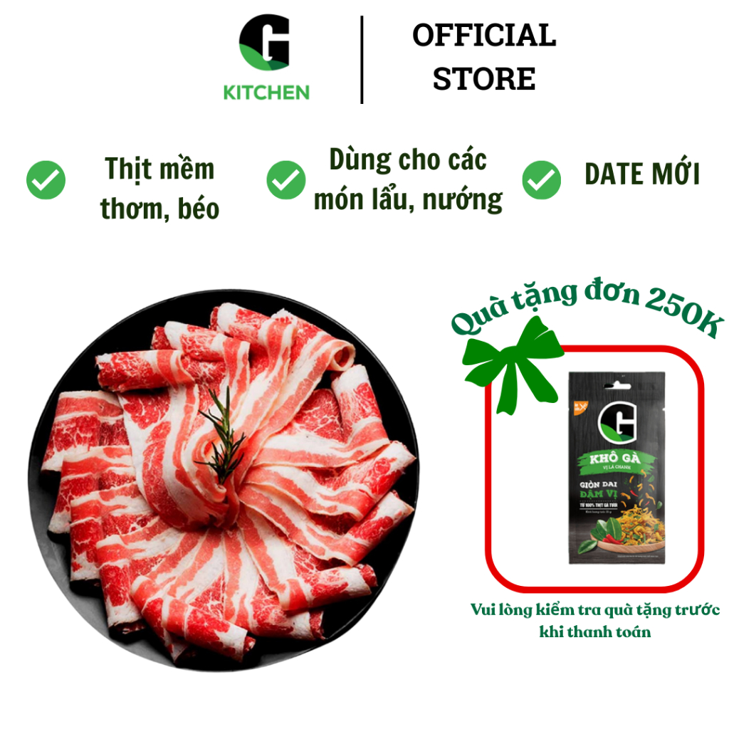 Ba chỉ thái lát bò Úc Hotfood ĐL G Kitchen khay 300g