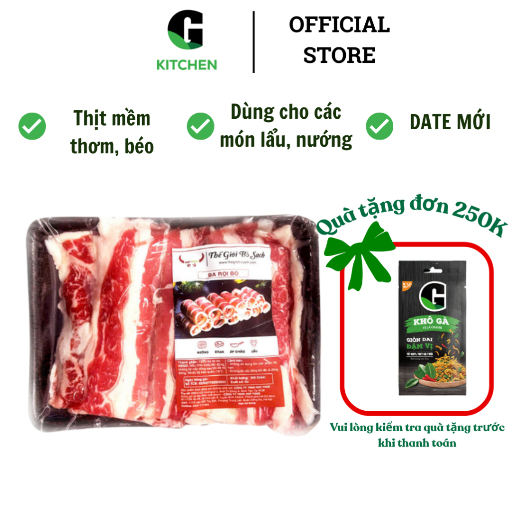 Ba chỉ thái lát bò Úc Hotfood ĐL G Kitchen khay 300g