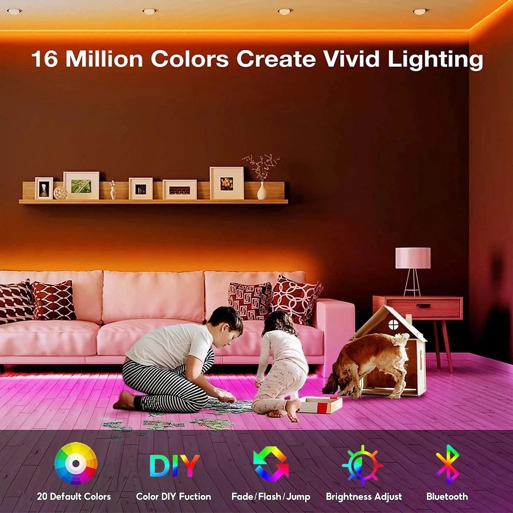 Dây Đèn LED RGB 220V IP67 SMD5050, Đổi Màu APP, Tuổi Thọ 50000H, Trang Trí Phòng Ngủ