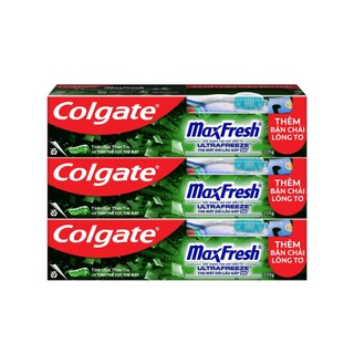 Bộ 3 Kem đánh răng Colgate Maxfresh Bamboo Charcoal 225g/tuýp tặng bàn chải