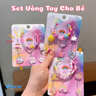 Set Vòng Tay Cho Bé Gái Mặt Charm Dễ Thương-Vòng Hạt Nhiều Màu Sắc Bắt Mắt, Phụ Kiện Thời Trang Cho Bé,Quà Tặng Đáng Yêu