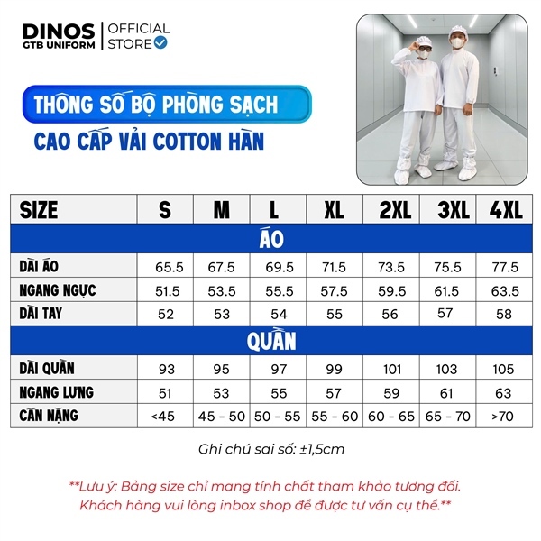 [Nhận In Logo] Bộ Quần Áo Phòng Sạch Nam Nữ Cao Cấp Màu Trắng Cotton Lạnh - Đồng Phục Công Nhân Thực Phẩm, Sản Xuất