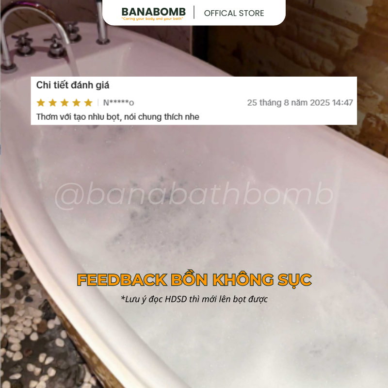 Bom Tắm Tạo Bọt Mây Bồn Tắm Hình Tròn Rose BANABOMB Dưỡng Da Mịn Màng