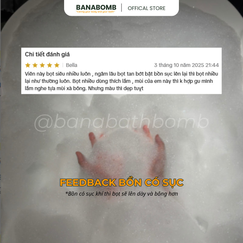 Bom Tắm Tạo Bọt Mây Bồn Tắm Hình Tròn Rose BANABOMB Dưỡng Da Mịn Màng