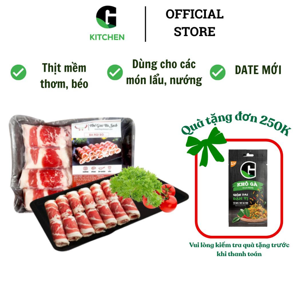 Ba chỉ cuộn bò Úc Hotfood ĐL G Kitchen khay 300g [Giao HCM]
