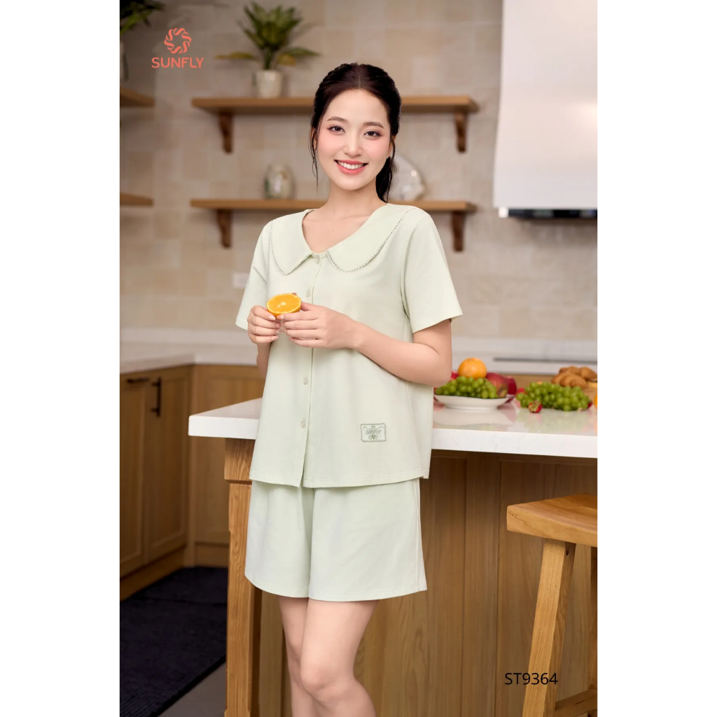 ST9364 Đồ bộ mặc nhà nữ cotton USA áo cộc quần sooc