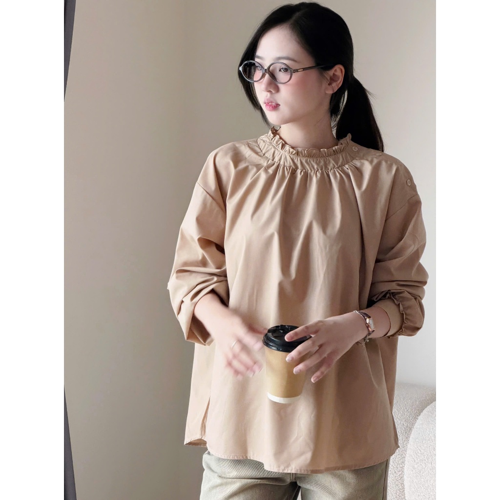 Áo kiểu babydoll cổ điệu dáng rộng Miha Studio