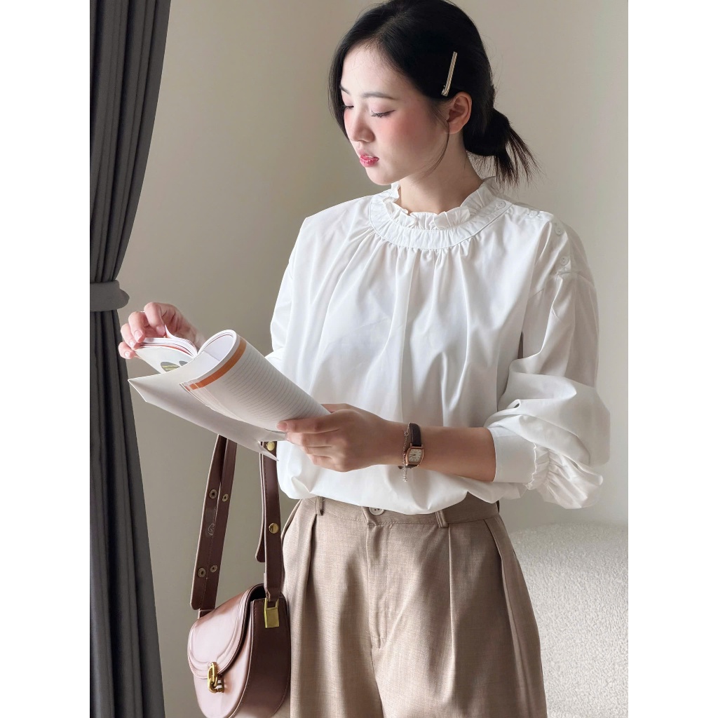 Áo kiểu babydoll cổ điệu dáng rộng Miha Studio