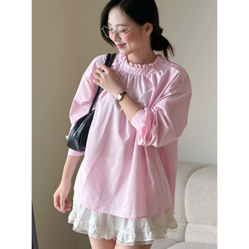 Áo kiểu babydoll cổ điệu dáng rộng Miha Studio