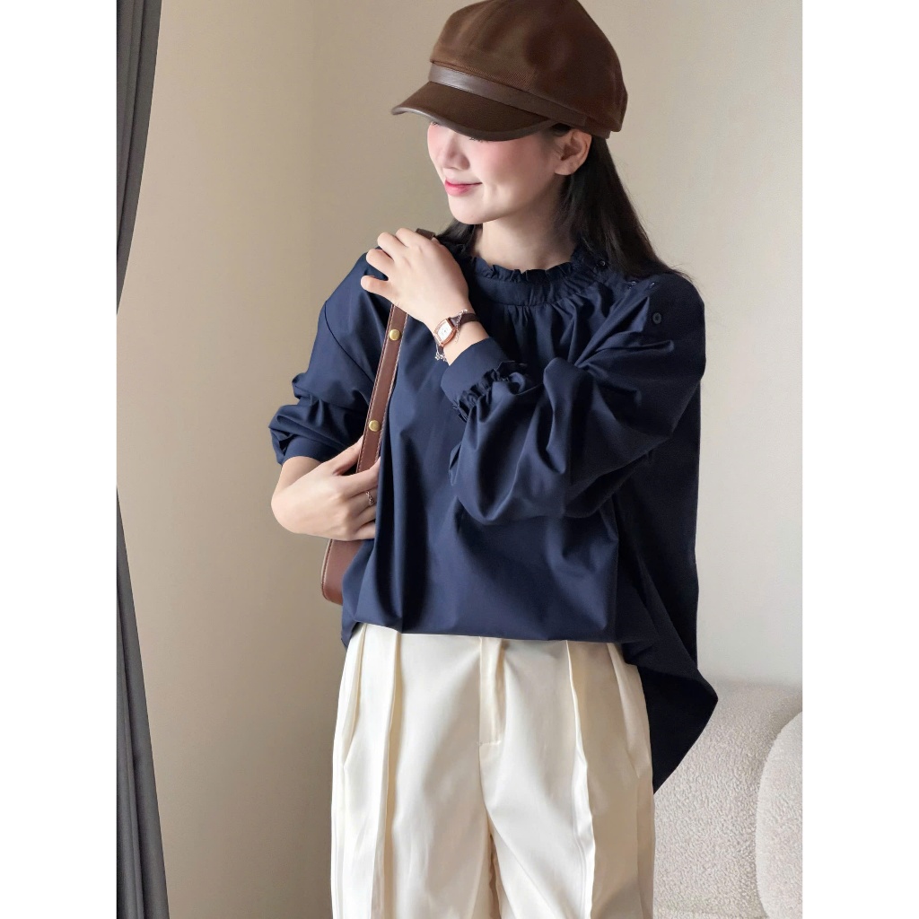 Áo kiểu babydoll cổ điệu dáng rộng Miha Studio