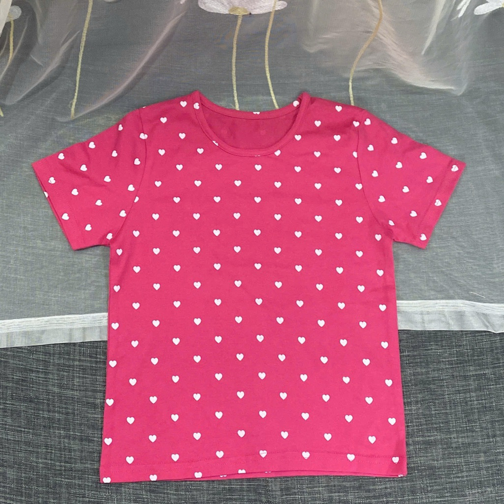 Áo thun cotton bé gái họa tiết A14 3 màu siêu xinh co giãn size 110-130 (18-24kg) thoáng mát