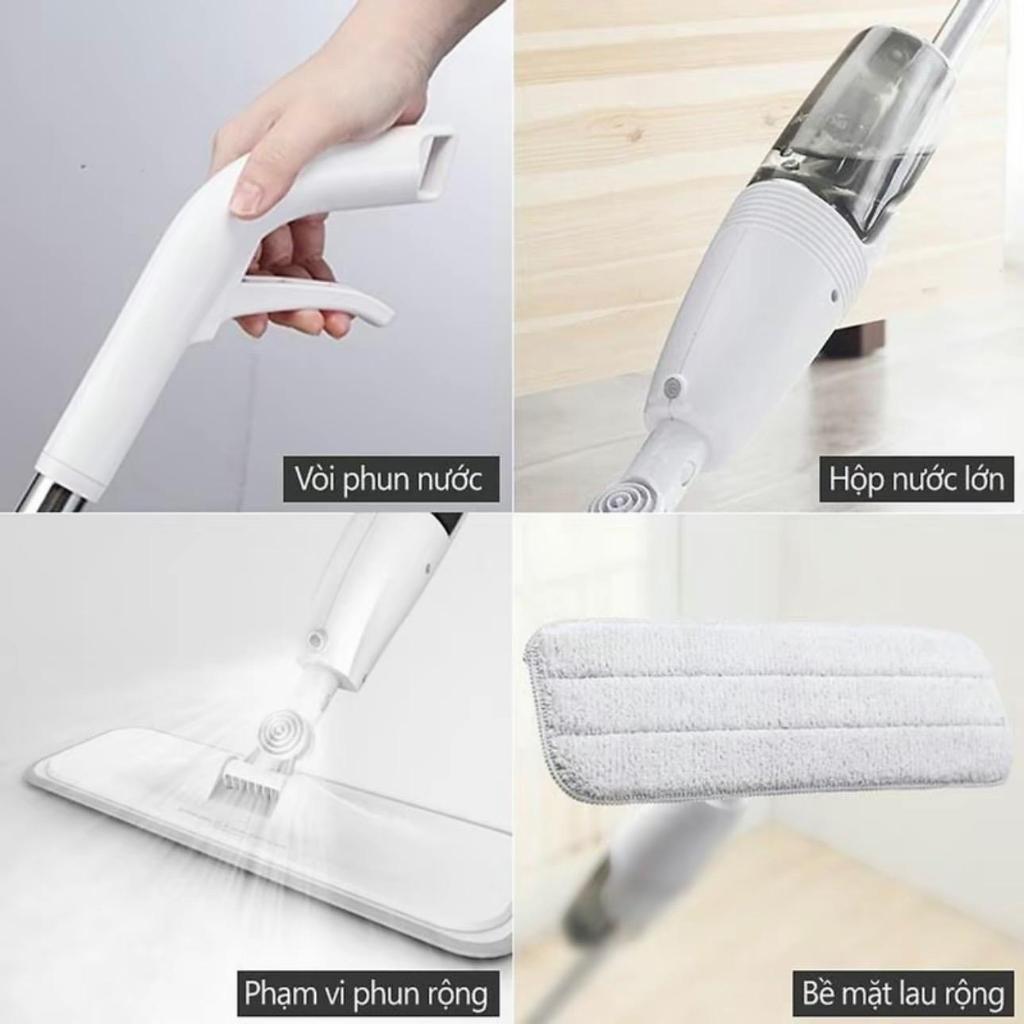 Cây Lau Nhà Phun Sương Tiện Lợi Xoay 360 Độ Có Bình Xịt Nước Lau Sàn Thông Minh Làm Sạch