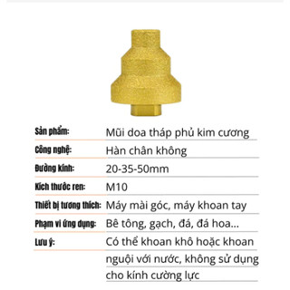 Mũi Khoan Kim Cương Hình Nón, Dụng Cụ Mở Lỗ Đá Hình Nón Phay Lỗ Kim Cương Loại M10