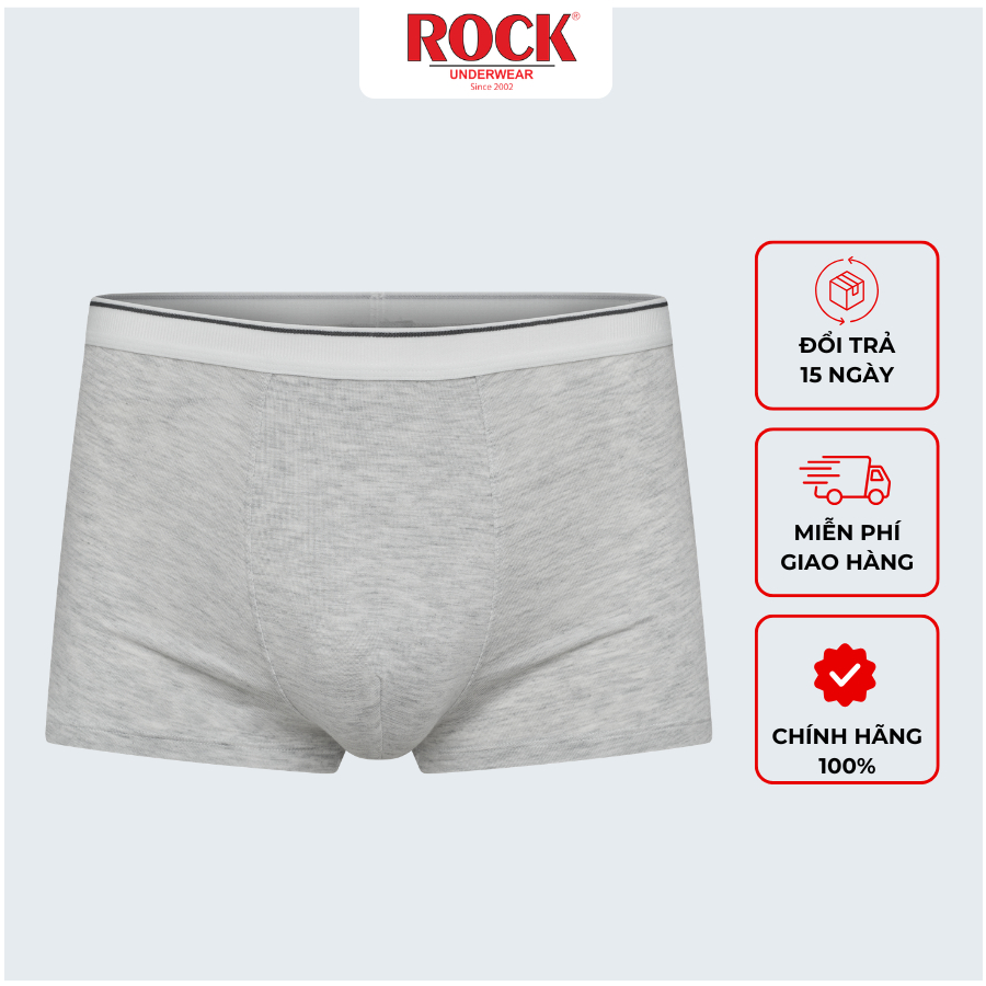 Quần Lót Nam ROCK QA 5080 Dáng Boxer Trơn Chất Liệu Cotton Thoáng Mát, Quần Lót Nam Cotton Mềm Bảng Lưng Vừa