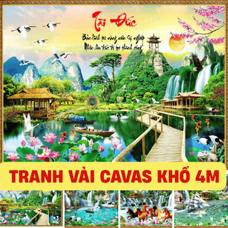 Tranh Vải Cavas TÀI ĐỨC Trang Trí Phòng Khách, Tranh Phong Cảnh Treo Tường Phong Thủy PC04 - BEEKIDS