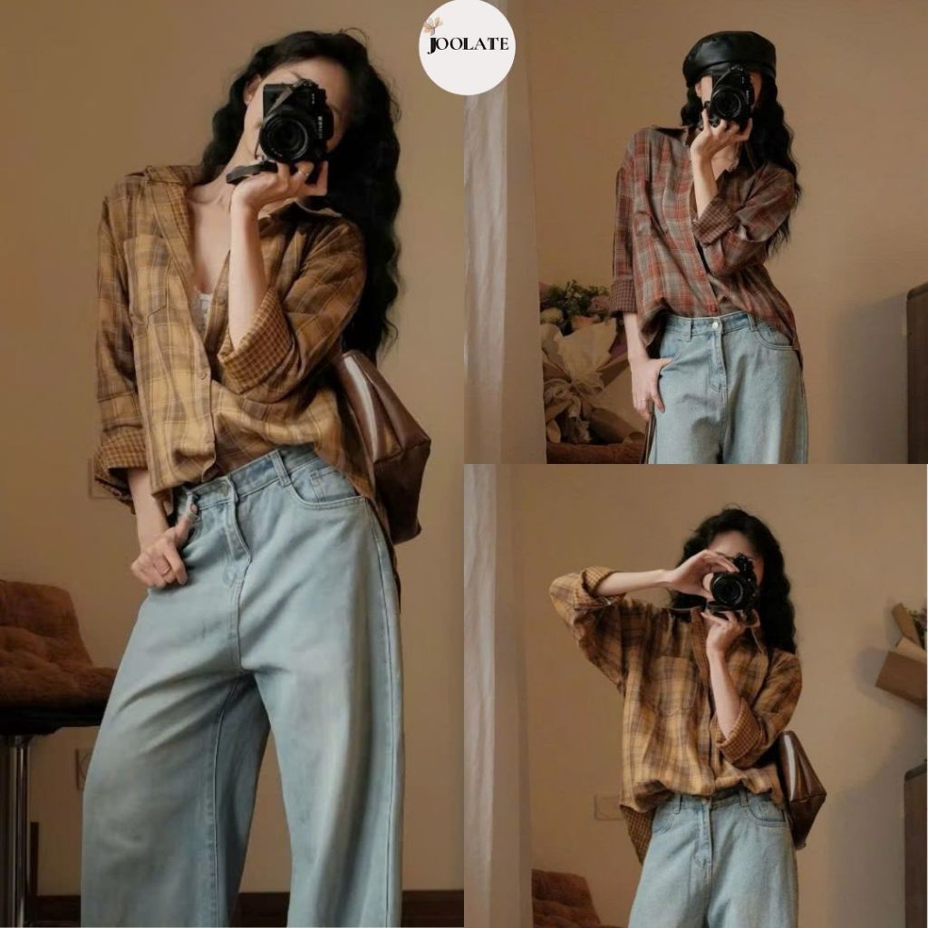 Áo Sơ Mi Nữ Kẻ Sọc Form Rộng Basic Túi Ngực Tay Dài Phong Cách Hàn Quốc – Áo Sơ Mi Nữ Dễ Phối Đồ Trendy Joolate 1102 p13
