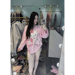 Áo thun dài tay chất cotton su form rộng- Hoạt hình nhiều mẫu