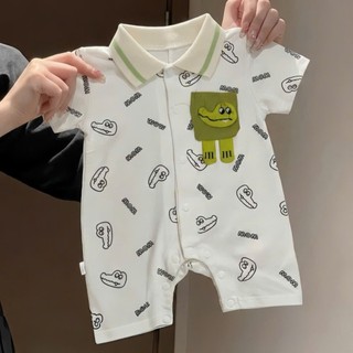 Bodysuit cá sấu đùi cototn cho bé trai 4-11kg. Body liền thân mùa hè cho bé. Dino Kids