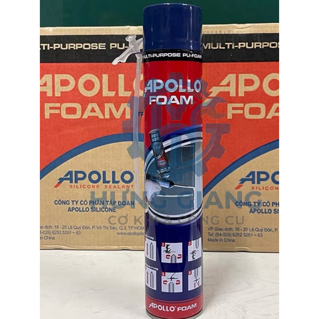 Keo Bọt Nở Apollo, keo xịt bọt 750ml dùng bịt kín cách âm cực tốt
