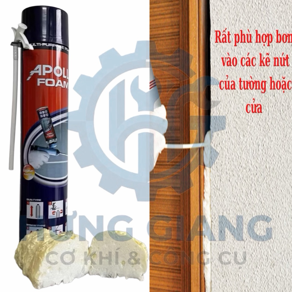Keo Bọt Nở Apollo, keo xịt bọt 750ml dùng bịt kín cách âm cực tốt