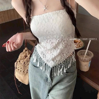 LT - Áo bra ren quây ngang, kiểu áo yếm tà nhọn, style Ulzzang y2k cá tính free size 1589