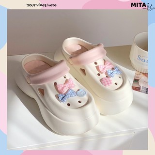 Dép sục nữ đế cao 6cm kèm charm Nút nơ dễ thương Mita kiểu sandal quai hậu CS-191