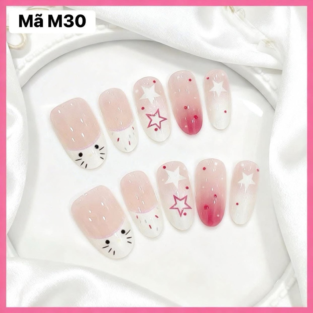 Nailbox [ Mã M30 ] Mèo Xinh Dễ Thương - Tone Hồng Nhẹ Nhàng Kẹo Ngọt