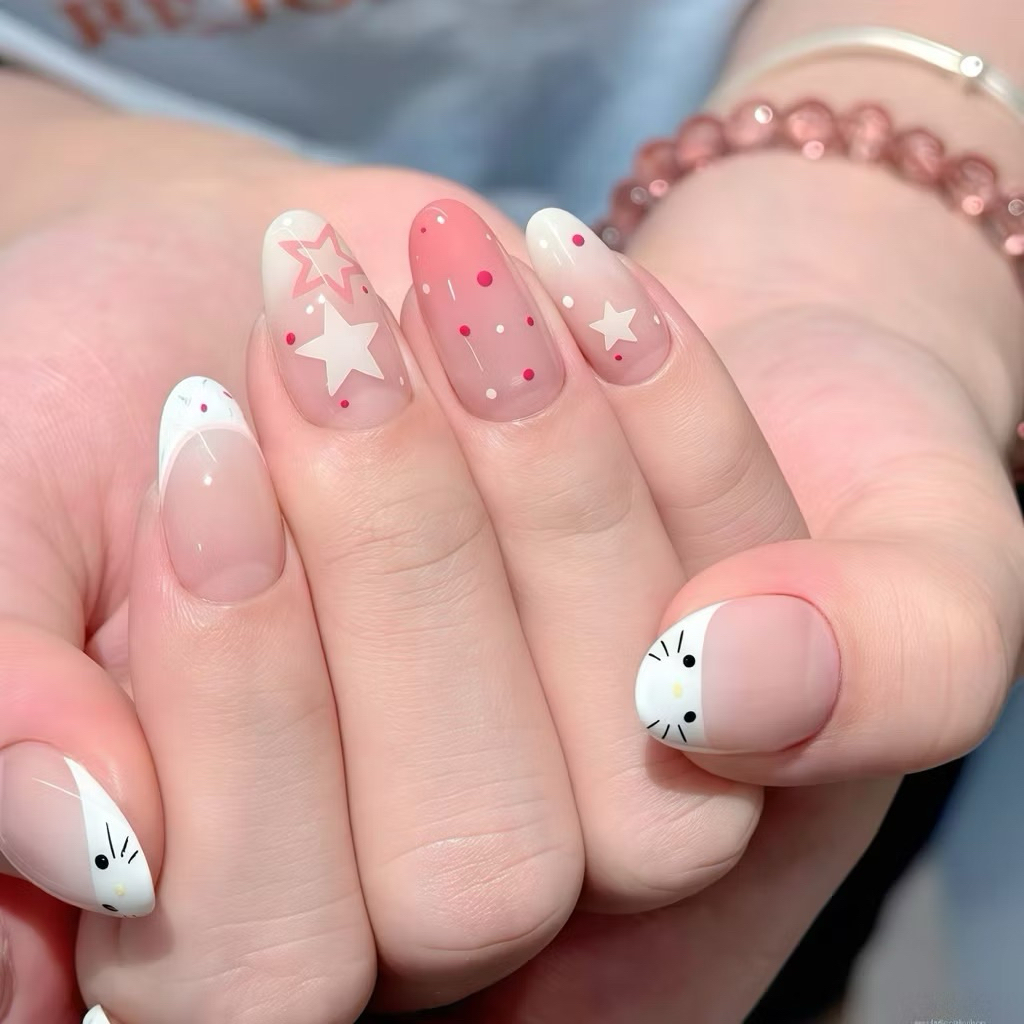Nailbox [ Mã M30 ] Mèo Xinh Dễ Thương - Tone Hồng Nhẹ Nhàng Kẹo Ngọt